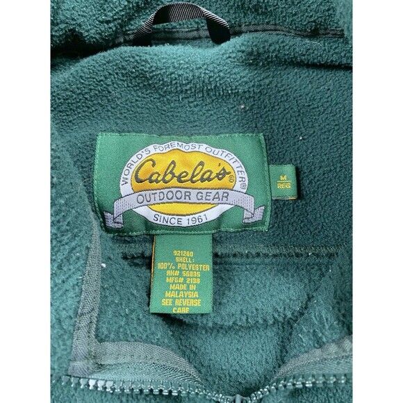 Vintage Cabela's  Outdoor Gear Full Zip Fleece Jacket Size M Green - Picture 2 of 7